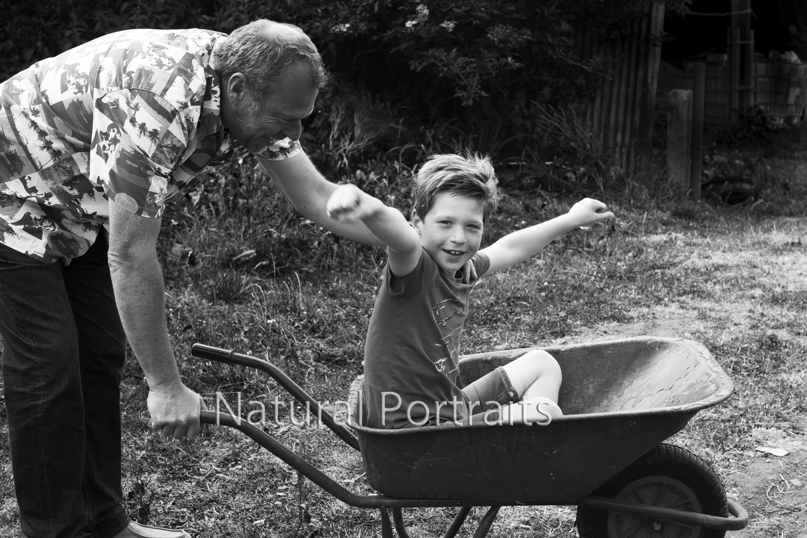 Boy wins wheelbarrow race