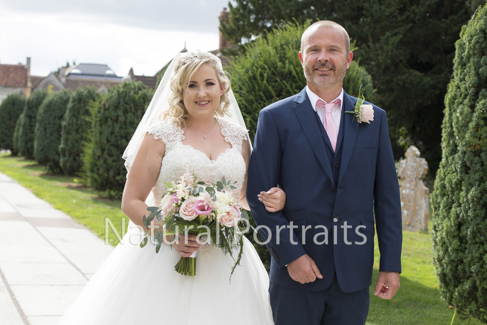 Bride and father at Somerton Church