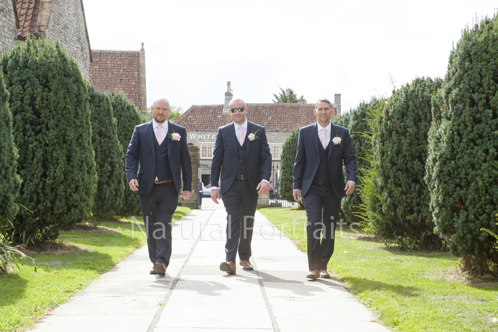 Groom and best men at Somerton Church 