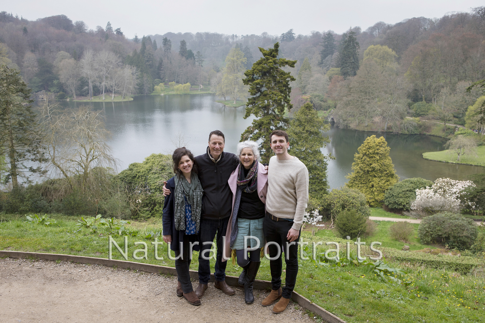 Family photo and view of Stourhead