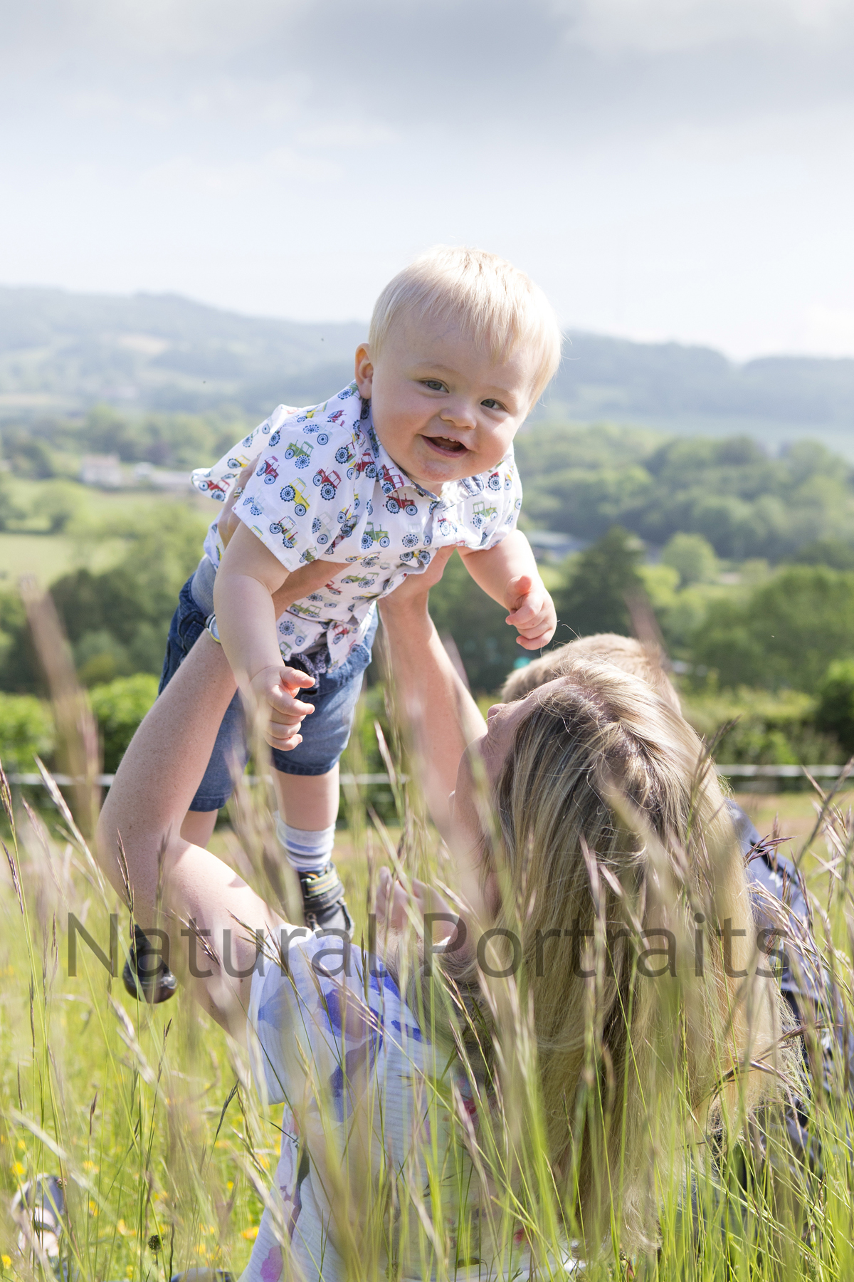 Baby in meadow in Somerset photo